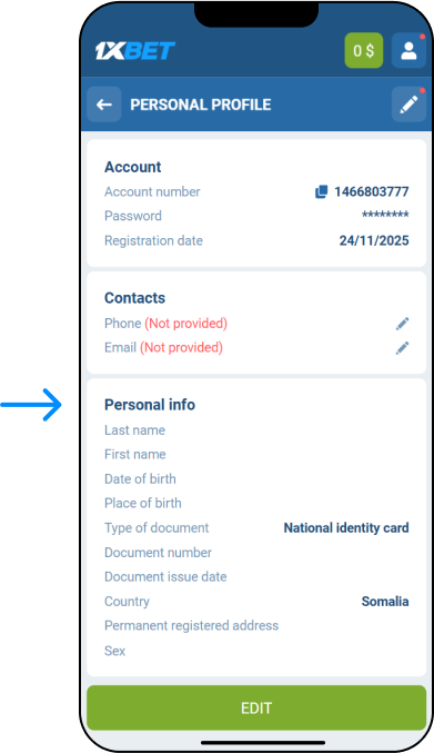 1xBet account verification - 1xbet Online Somalia
