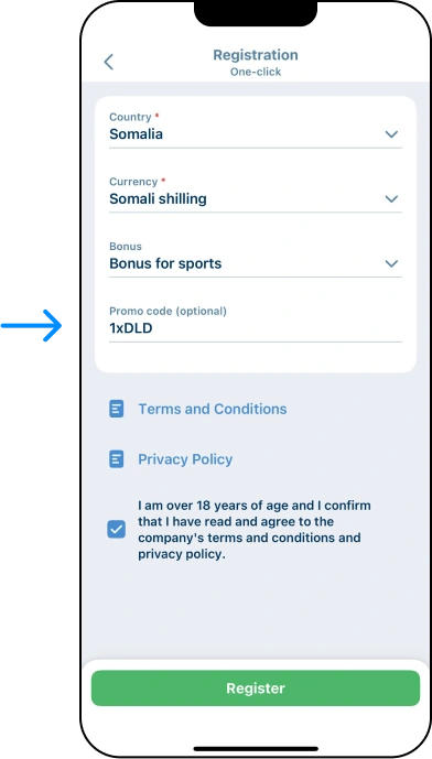 How to enter promo code in 1xBet app - iOS app - 1xbet Online Somalia