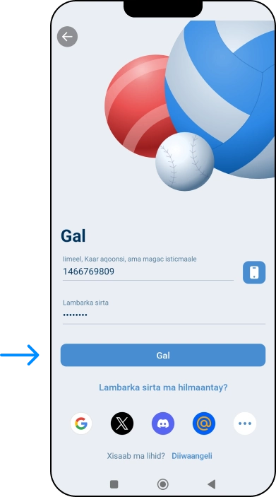 Gelitaanka App-ka Android - 1xbet Online Somalia