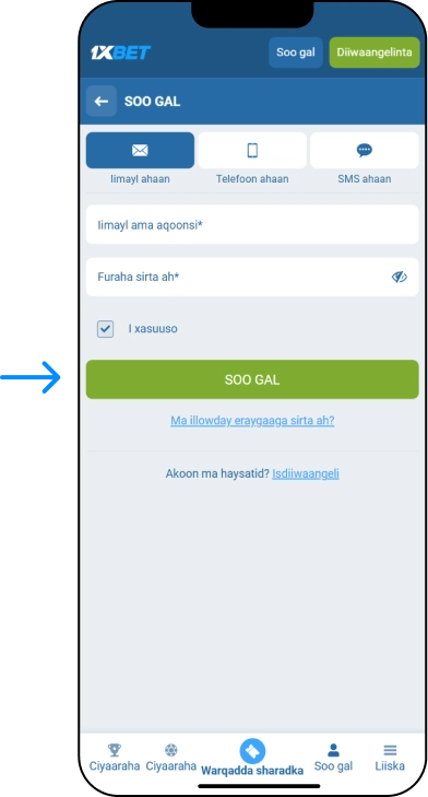 Gelitaanka Iyadoo Loo Marayo Biraawsarka Moobilka - 1xbet Online Somalia